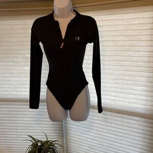 OP Black Long Sleeve Women's One Piece Swimsuit